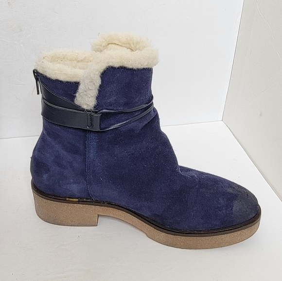 Sundance Blue Willette Shearling-lined Leather Suede Boots Size 39 - Picture 4 of 10